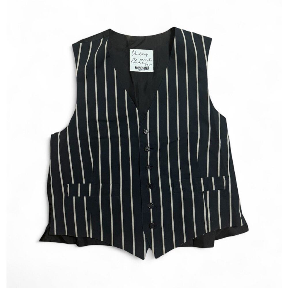 Moschino Cheap and Chic Rare Black Stripes Print Vintage Vest; Size US 42